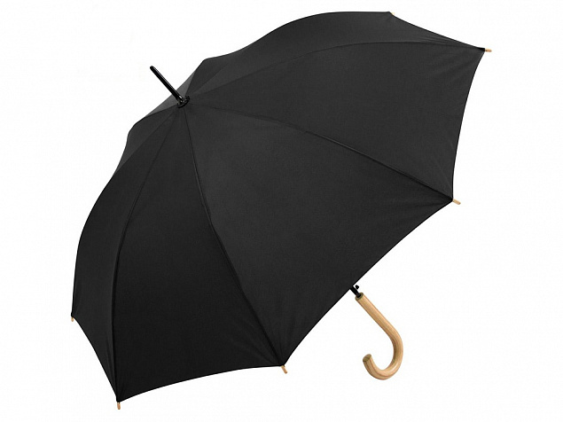 Зонт-трость «Okobrella» с деревянной ручкой и куполом из переработанного пластика с логотипом в Астрахани заказать по выгодной цене в кибермаркете AvroraStore