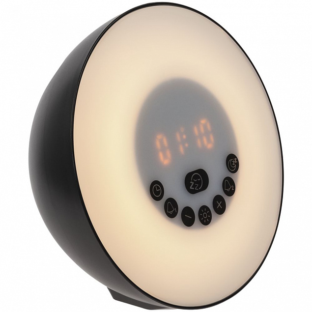 Лампа-колонка dreamTime для пробуждения светом и музыкой, черная с логотипом в Астрахани заказать по выгодной цене в кибермаркете AvroraStore