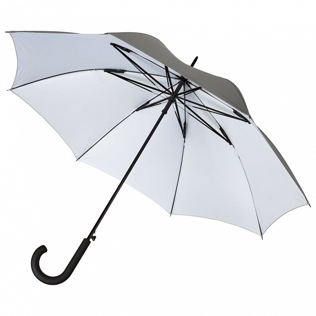 Зонт-трость Wind, серебристый с логотипом в Астрахани заказать по выгодной цене в кибермаркете AvroraStore
