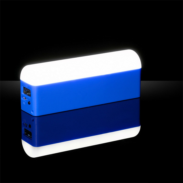 Зарядное устройство с лампой "Светлячок" 2600 mAh, синий с логотипом в Астрахани заказать по выгодной цене в кибермаркете AvroraStore