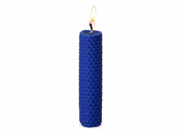 Свеча из вощины 3 х 12,5 см с деревянным ярлыком, синий с логотипом в Астрахани заказать по выгодной цене в кибермаркете AvroraStore