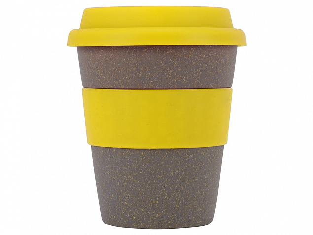 Стакан с силиконовой крышкой Café, желтый с логотипом в Астрахани заказать по выгодной цене в кибермаркете AvroraStore