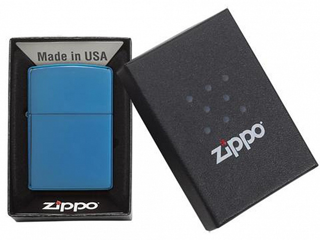 Зажигалка ZIPPO Classic с покрытием Sapphire™ с логотипом в Астрахани заказать по выгодной цене в кибермаркете AvroraStore