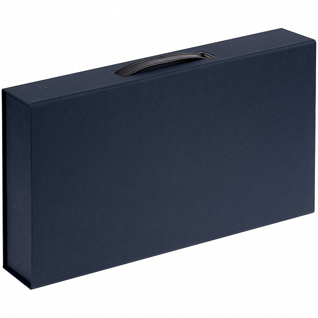 Коробка с ручкой Platt, синяя с логотипом в Астрахани заказать по выгодной цене в кибермаркете AvroraStore