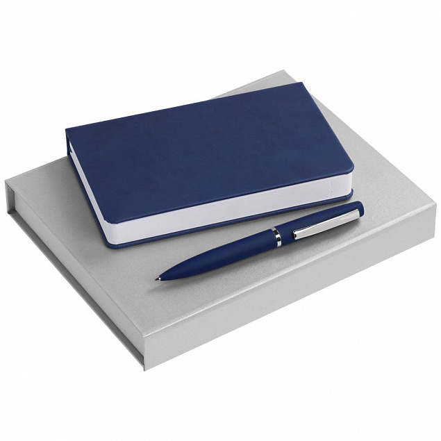 Набор Basis: ежедневник 10х16 см и ручка, синий с логотипом в Астрахани заказать по выгодной цене в кибермаркете AvroraStore