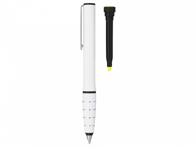 Ручка шариковая с маркером Jura, белый с логотипом в Астрахани заказать по выгодной цене в кибермаркете AvroraStore