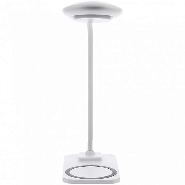 Настольная лампа с беспроводной зарядкой Modicum, белая с логотипом в Астрахани заказать по выгодной цене в кибермаркете AvroraStore