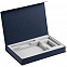 Коробка Silk с ложементом под ежедневник, аккумулятор и ручку, синяя с логотипом в Астрахани заказать по выгодной цене в кибермаркете AvroraStore