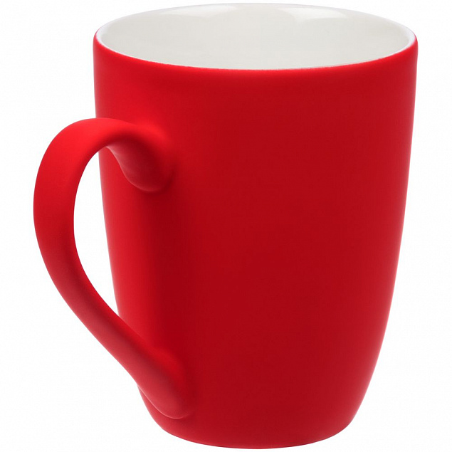 Кружка Good Morning с покрытием софт-тач, ярко-красная с логотипом в Астрахани заказать по выгодной цене в кибермаркете AvroraStore