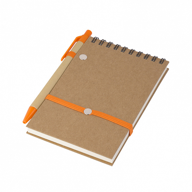 Блокнот с ручкой "Papyrus", оранжевый с логотипом в Астрахани заказать по выгодной цене в кибермаркете AvroraStore