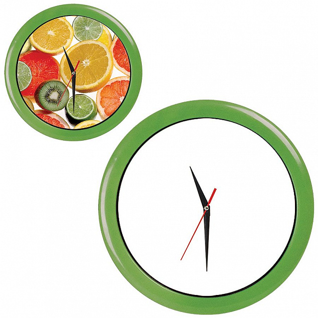 Часы настенные "ПРОМО" разборные ; зеленый яркий,  D28,5 см; пластик с логотипом в Астрахани заказать по выгодной цене в кибермаркете AvroraStore
