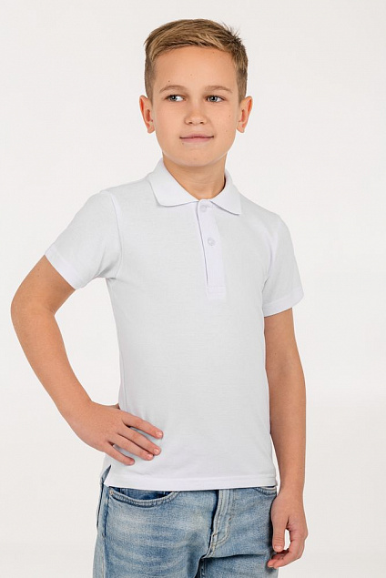 Рубашка поло детская Virma Kids, белая с логотипом в Астрахани заказать по выгодной цене в кибермаркете AvroraStore