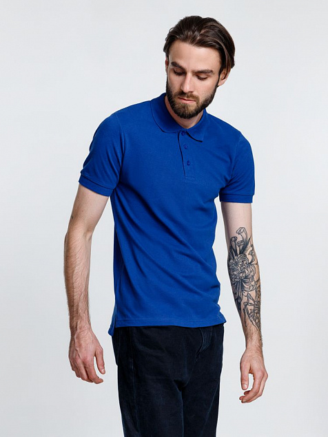Рубашка поло мужская Adam, ярко-синяя с логотипом в Астрахани заказать по выгодной цене в кибермаркете AvroraStore