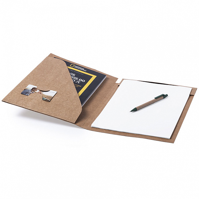 Папка BLOGUER A4 с бумажным блоком и ручкой, рециклированый картон с логотипом в Астрахани заказать по выгодной цене в кибермаркете AvroraStore