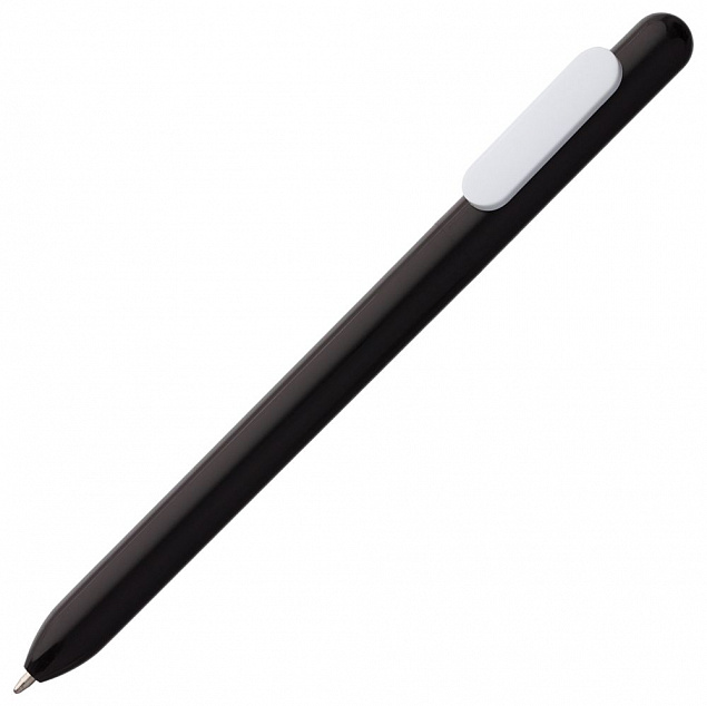 Ручка шариковая Slider, черная с белым с логотипом в Астрахани заказать по выгодной цене в кибермаркете AvroraStore
