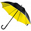 Зонт-трость с двойным куполом, черный с желтым с логотипом в Астрахани заказать по выгодной цене в кибермаркете AvroraStore