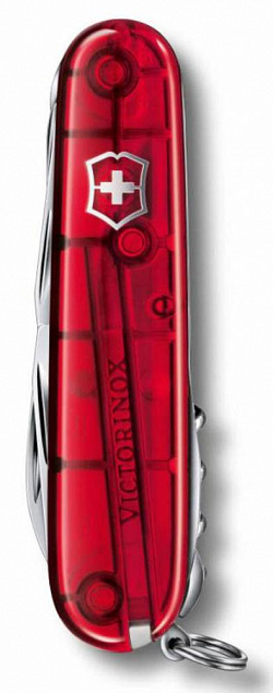 Офицерский нож Huntsman 91, прозрачный красный с логотипом в Астрахани заказать по выгодной цене в кибермаркете AvroraStore
